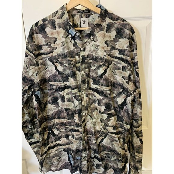 Marc Ecko Cut & Sew Men’s Sz XL Gray Button‎ Up Shirt Long Sleeve - Picture 1 of 8